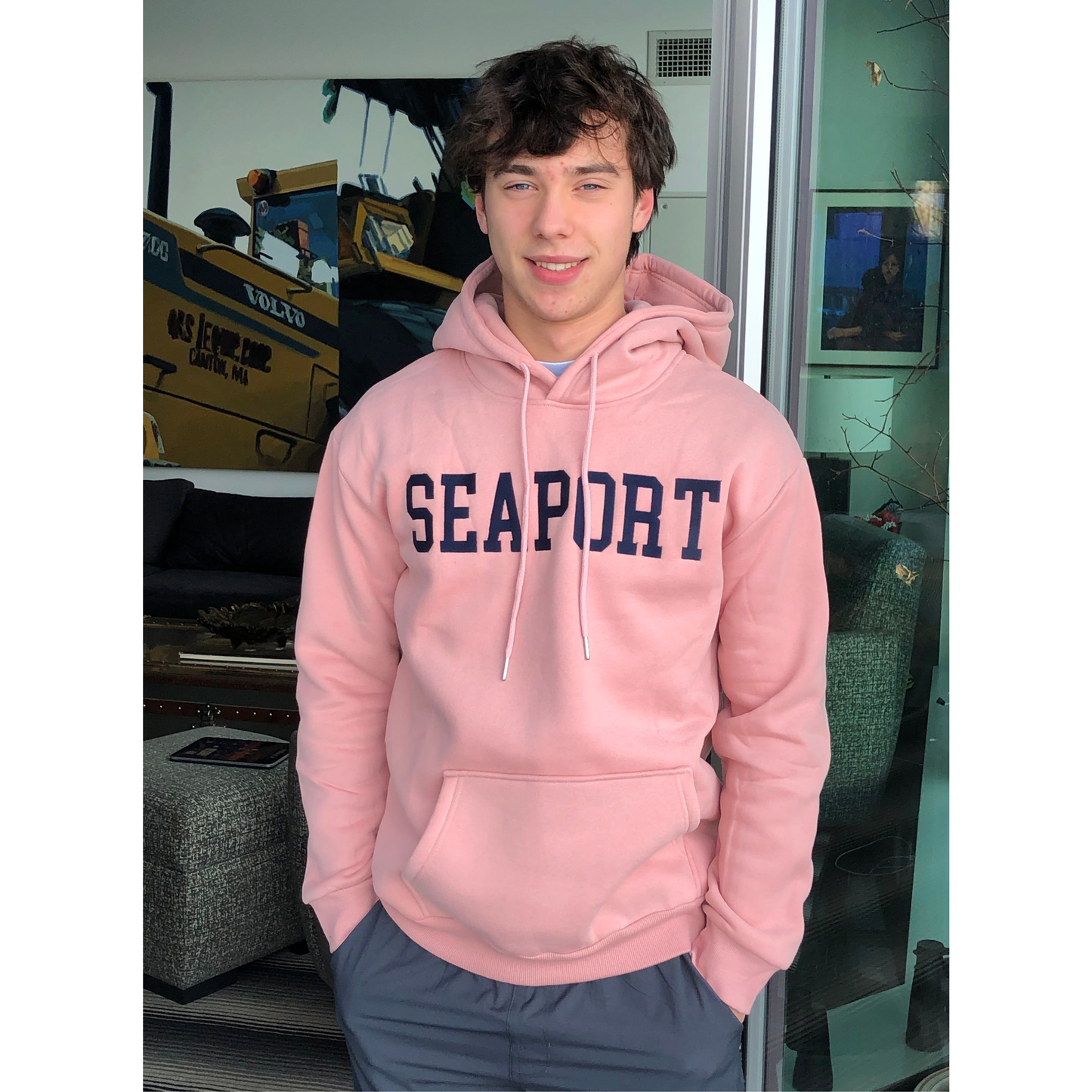 Pink-Coral Heavyweight Pullover Hoodie – Soft, Warm, and Unisex Comfort