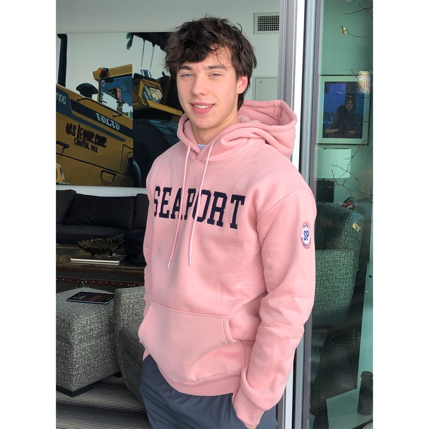 Pink-Coral Heavyweight Pullover Hoodie – Soft, Warm, and Unisex Comfort