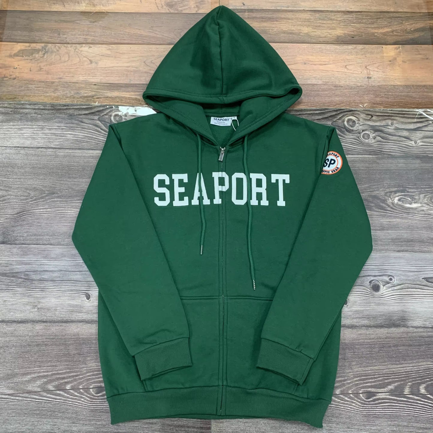 Forest green lightweight zip hoodie