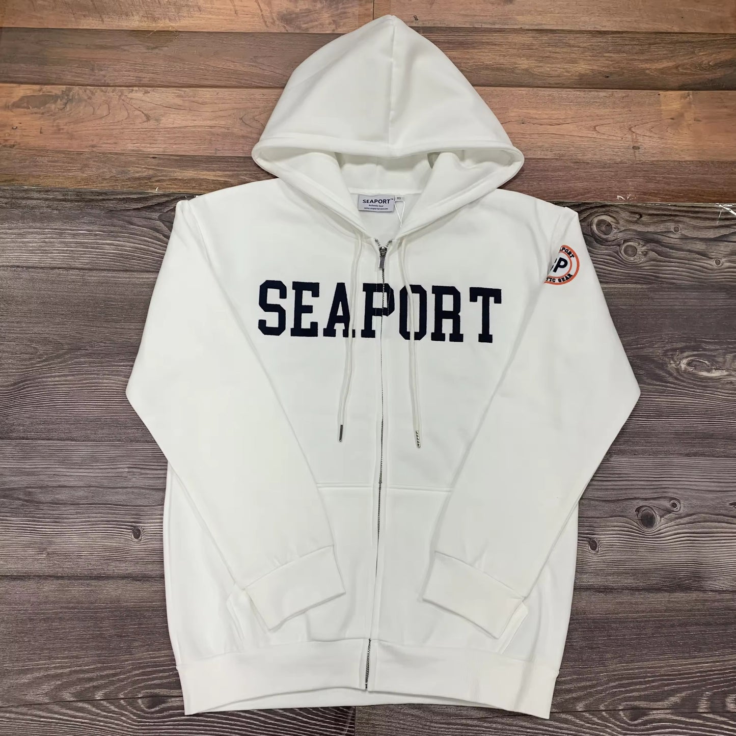 White lightweight zip hoodie