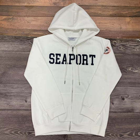 White lightweight zip hoodie