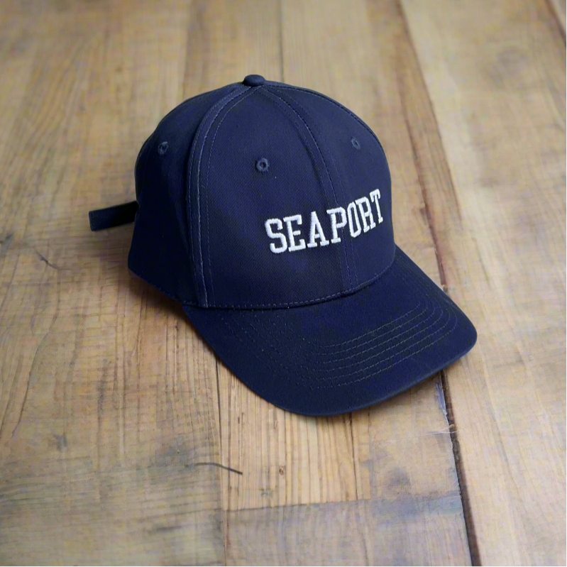 Seaport navy blue cotton chino baseball cap detail