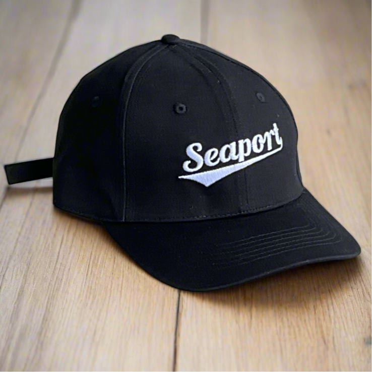 Black cotton chino baseball cap with team logo