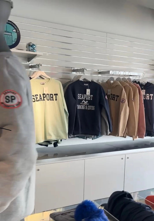 Seaport sweatshirts in retail store