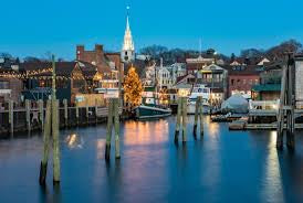 The wharfs in front of town in Newport RI
