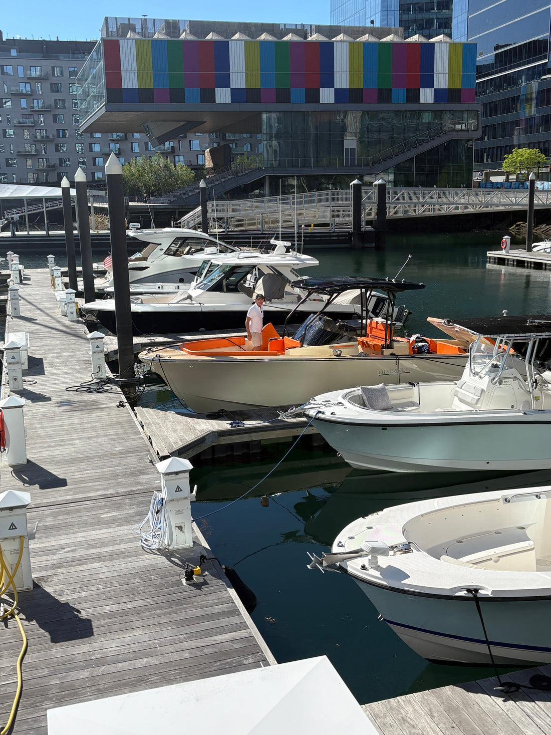 Boater on Fan Pier Marina in Seaport District