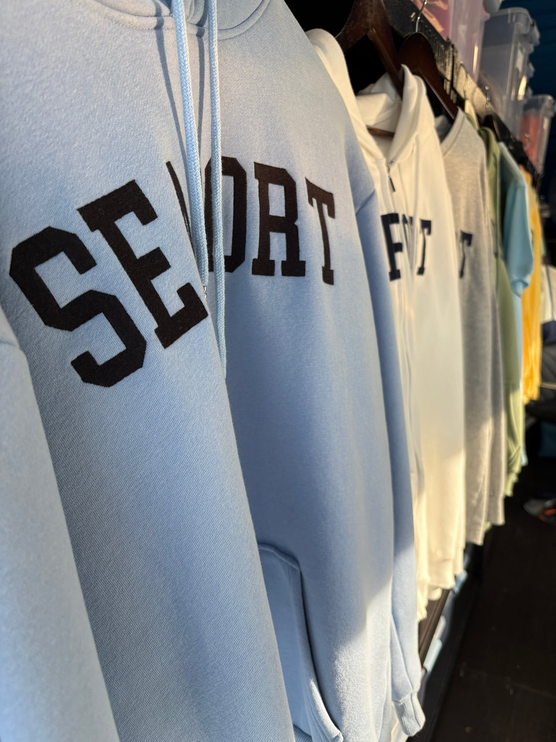 Heavyweight hoodie displayed at kisok