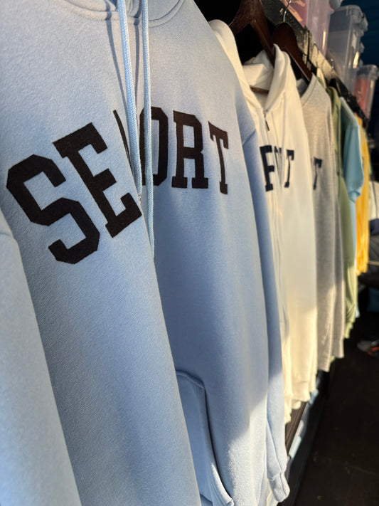 Heavyweight hoodie displayed at kisok