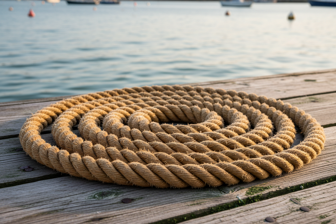 Boat rope on marina dock