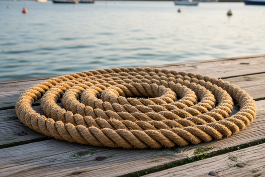 Boat rope on marina dock