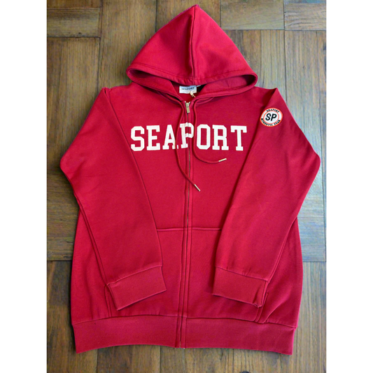 Red Lightweight Full-Zip Hoodie