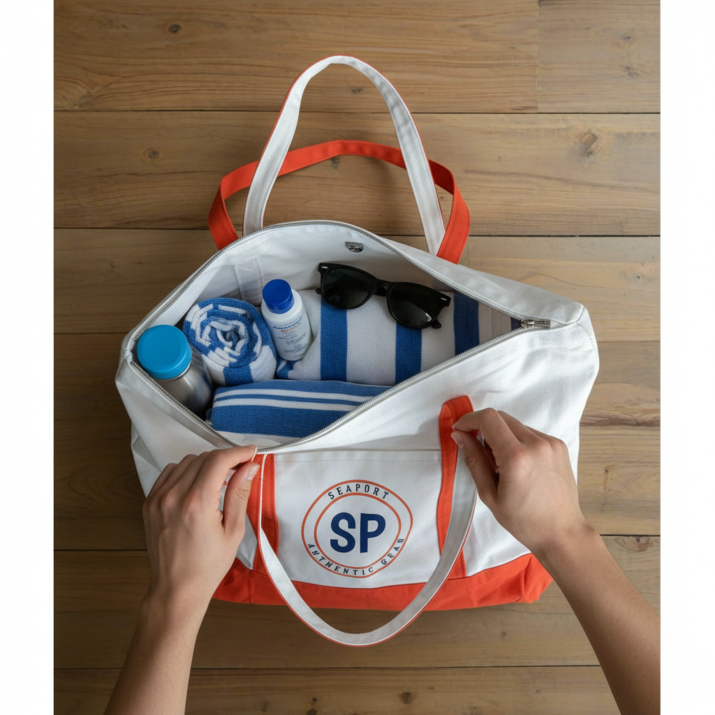Orange Canvas Zipper Tote