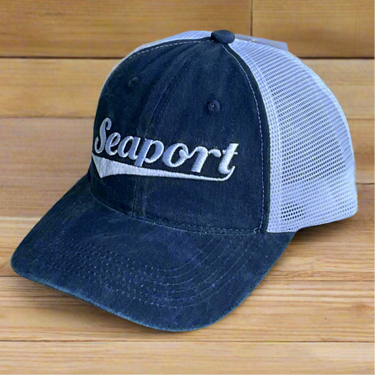 Blue Vintage Cotton Mesh Hat with Team Logo