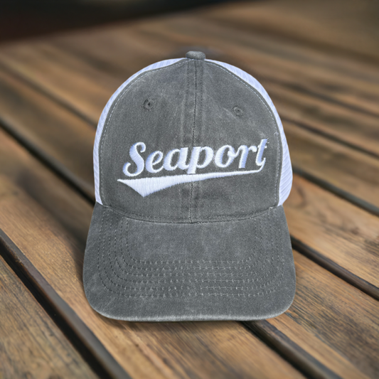 Seaport hat gray with white mesh